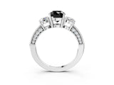 White gold Fancy Black Cushion Cut Three-Stone Diamond Ring with Pavé Band and Four-Prong Setting_21