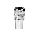 White gold Fancy Black Cushion Cut Three-Stone Diamond Ring with Prong Setting on a Classic Band_17