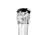 White gold Fancy Black Cushion Cut Three-Stone Diamond Ring with Prong Setting on a Classic Band_17