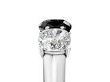 White gold Fancy Black Cushion Cut Three-Stone Diamond Ring with Prong Setting on a Classic Band_5