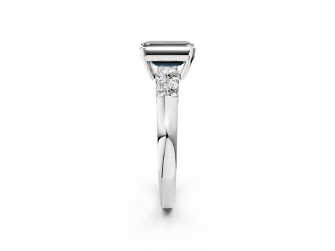 White gold Fancy Black Emerald Cut Brilliant Diamond Five-Stone Engagement Ring with Prong Setting on a Classic Band_5