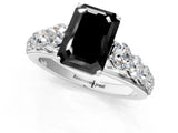 White gold Fancy Black Emerald Cut Brilliant Diamond Pavé Band with Six-Prong Setting_13