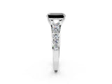 White gold Fancy Black Emerald Cut Brilliant Diamond Pavé Band with Six-Prong Setting_14
