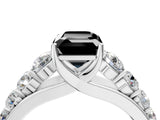 White gold Fancy Black Emerald Cut Brilliant Diamond Pavé Band with Six-Prong Setting_16