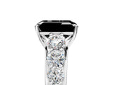White gold Fancy Black Emerald Cut Brilliant Diamond Pavé Band with Six-Prong Setting_17