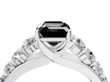 White gold Fancy Black Emerald Cut Brilliant Diamond Pavé Band with Six-Prong Setting_4