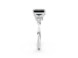 White gold Fancy Black Emerald Cut Brilliant Diamond Solitaire Ring with Pear Side Stones and Four-Prong Setting_20