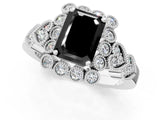 White gold Fancy Black Emerald Cut Brilliant Milgrain Pave Heart Band Solitaire Ring_25
