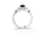White gold Fancy Black Emerald Cut Brilliant Milgrain Pave Heart Band Solitaire Ring_27