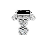 White gold Fancy Black Emerald Cut Brilliant Milgrain Pave Heart Band Solitaire Ring_29