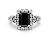 White gold Fancy Black Emerald Cut Brilliant Milgrain Pave Heart Band Solitaire Ring_36