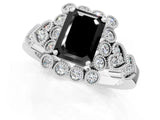 White gold Fancy Black Emerald Cut Brilliant Milgrain Pave Heart Band Solitaire Ring_37