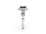 White gold Fancy Black Emerald Cut Brilliant Milgrain Pave Heart Band Solitaire Ring_38