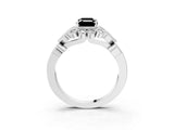 White gold Fancy Black Emerald Cut Brilliant Milgrain Pave Heart Band Solitaire Ring_39