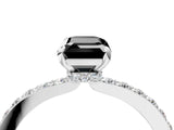 White gold Fancy Black Emerald Cut Brilliant Pavé Band Solitaire with Four-Prong Setting_4