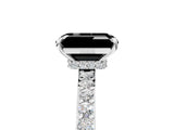 White gold Fancy Black Emerald Cut Brilliant Pavé Band Solitaire with Four-Prong Setting_5