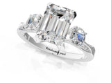 White gold Fancy Black Emerald Cut Brilliant Three-Stone Diamond Ring with Pavé Band and Four-Prong Setting_22