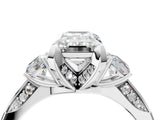 White gold Fancy Black Emerald Cut Brilliant Three-Stone Diamond Ring with Pavé Band and Four-Prong Setting_43