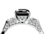 White gold Fancy Black Emerald Cut Brilliant Three-Stone Pave Band with Four-Prong Setting_4