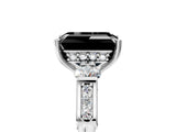 White gold Fancy Black Emerald Cut Brilliant Three-Stone Pave Band with Four-Prong Setting_5