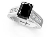White gold Fancy Black Emerald Cut Cut Channel Set Solitaire Ring with Four-Prong Setting_13