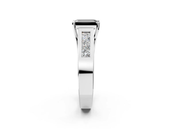 Platinum Emerald Cut Channel Set Engagement Ring Setting for Black Center