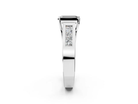 White gold Fancy Black Emerald Cut Cut Channel Set Solitaire Ring with Four-Prong Setting_14