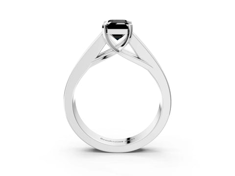 White gold Fancy Black Emerald Cut Cut Channel Set Solitaire Ring with Four-Prong Setting_15
