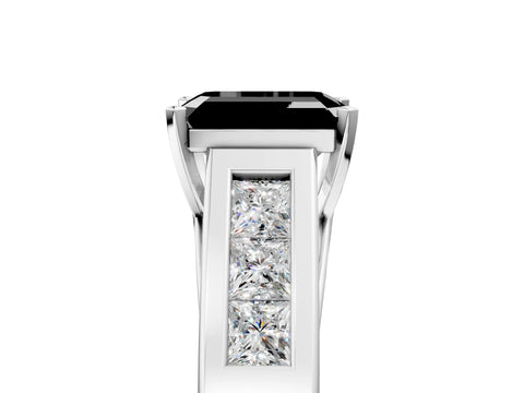 White gold Fancy Black Emerald Cut Cut Channel Set Solitaire Ring with Four-Prong Setting_5