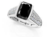 White gold Fancy Black Emerald Cut Cut Diamond Channel Set Pave Band with Tension Prong Setting_1