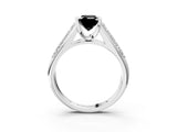 White gold Fancy Black Emerald Cut Cut Diamond Channel Set Pave Band with Tension Prong Setting_3