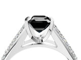 White gold Fancy Black Emerald Cut Cut Diamond Channel Set Pave Band with Tension Prong Setting_4