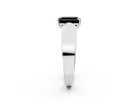 White gold Fancy Black Emerald Cut Cut Diamond Channel Set Solitaire Ring with Four-Prong Setting_2
