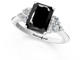 White gold Fancy Black Emerald Cut Cut Diamond Cluster Ring with Solitaire Band and Four-Prong Setting_37
