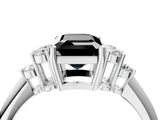 White gold Fancy Black Emerald Cut Cut Diamond Cluster Ring with Solitaire Band and Four-Prong Setting_40