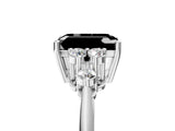 White gold Fancy Black Emerald Cut Cut Diamond Cluster Ring with Solitaire Band and Four-Prong Setting_41