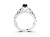 White gold Fancy Black Emerald Cut Cut Diamond Engagement Ring with Pavé Band and Four-Prong Setting_3