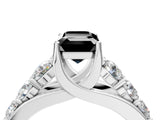 White gold Fancy Black Emerald Cut Cut Diamond Engagement Ring with Pavé Band and Four-Prong Setting_4