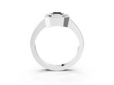 White gold Fancy Black Emerald Cut-Cut Diamond Halo Engagement Ring with Pave Band and Prong Setting_3