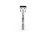 White gold Fancy Black Emerald Cut Cut Diamond Milgrain Pave Band Four-Prong Setting Ring_53