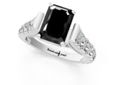 White gold Fancy Black Emerald Cut Cut Diamond Pavé Band Solitaire with Four-Prong Setting_1
