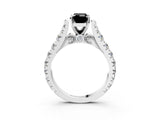 White gold Fancy Black Emerald Cut Cut Diamond Pavé Band Solitaire with Four-Prong Setting_3