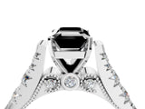 White gold Fancy Black Emerald Cut Cut Diamond Pavé Band Solitaire with Four-Prong Setting_4