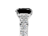 White gold Fancy Black Emerald Cut Cut Diamond Pavé Band Solitaire with Four-Prong Setting_5