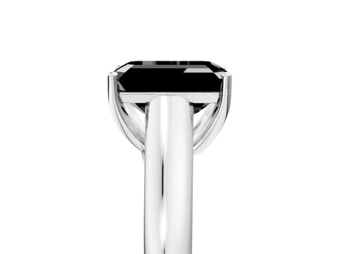 White gold Fancy Black Emerald Cut Cut Diamond Solitaire Engagement Ring with Tapered Plain Band and Four-Prong Setting_17
