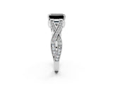 White gold Fancy Black Emerald Cut Cut Diamond Twisted Band with Milgrain Pave Setting and Four-Prong Setting_2