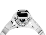 White gold Fancy Black Emerald Cut Cut Diamond Twisted Band with Milgrain Pave Setting and Four-Prong Setting_4