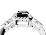 White gold Fancy Black Emerald Cut Cut Halo Diamond Infinity Band with Four-Prong Setting_4