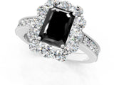 White gold Fancy Black Emerald Cut Cut Halo Diamond Pavé Engagement Ring with Milgrain Detailing_37