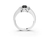 White gold Fancy Black Emerald Cut Cut Halo Diamond Pavé Engagement Ring with Milgrain Detailing_39